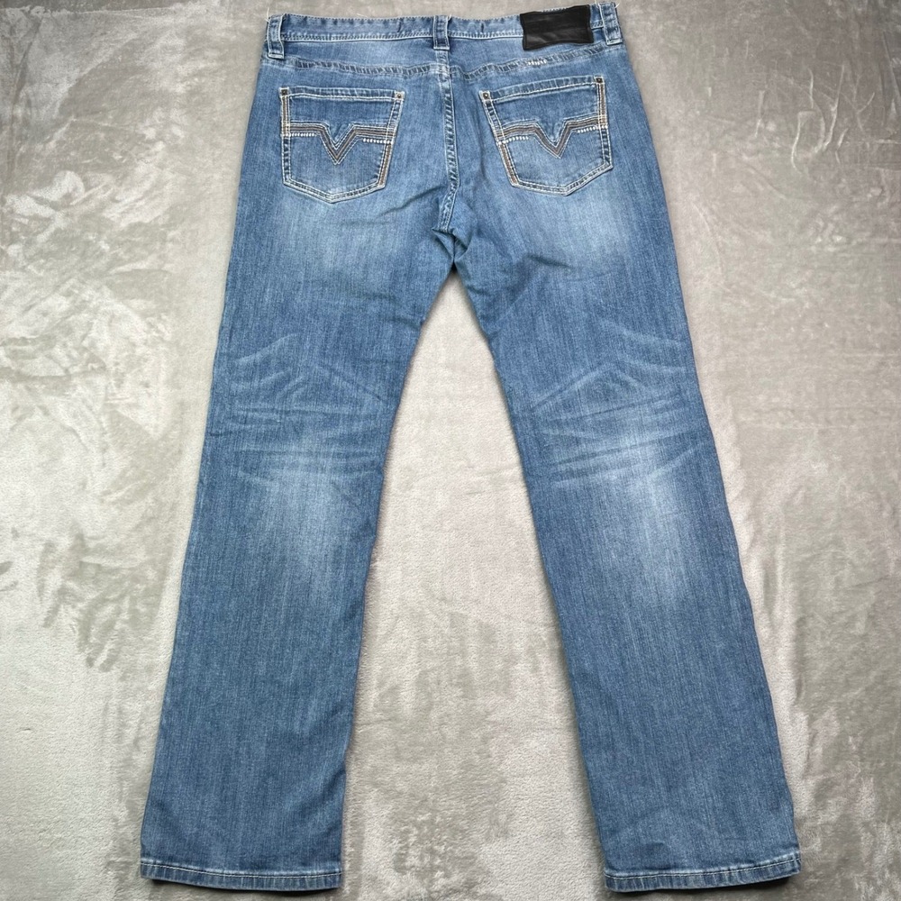 Rock & Roll Revolver Straight Jeans Mens 36x34 Medium Wash Slim Straight Leg
